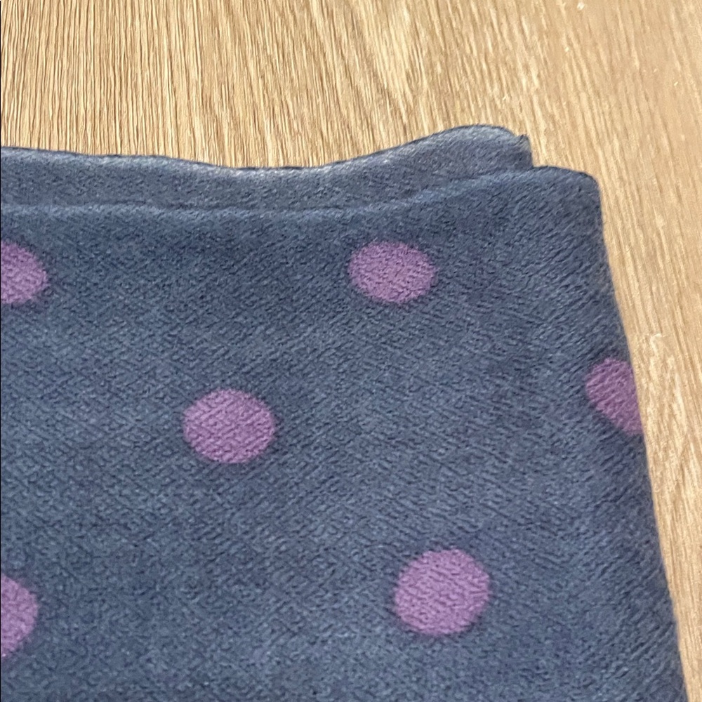 100% Wool Polka Dot Women's Scarf - Dark Blue and Purple - 28”x75” - Picture 8 of 10